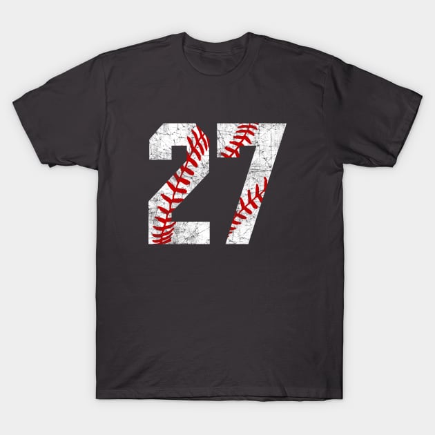 Vintage #27 Baseball Laces Baseball Mom Jersey Love Baseball T-shirt T-Shirt by TeeCreations